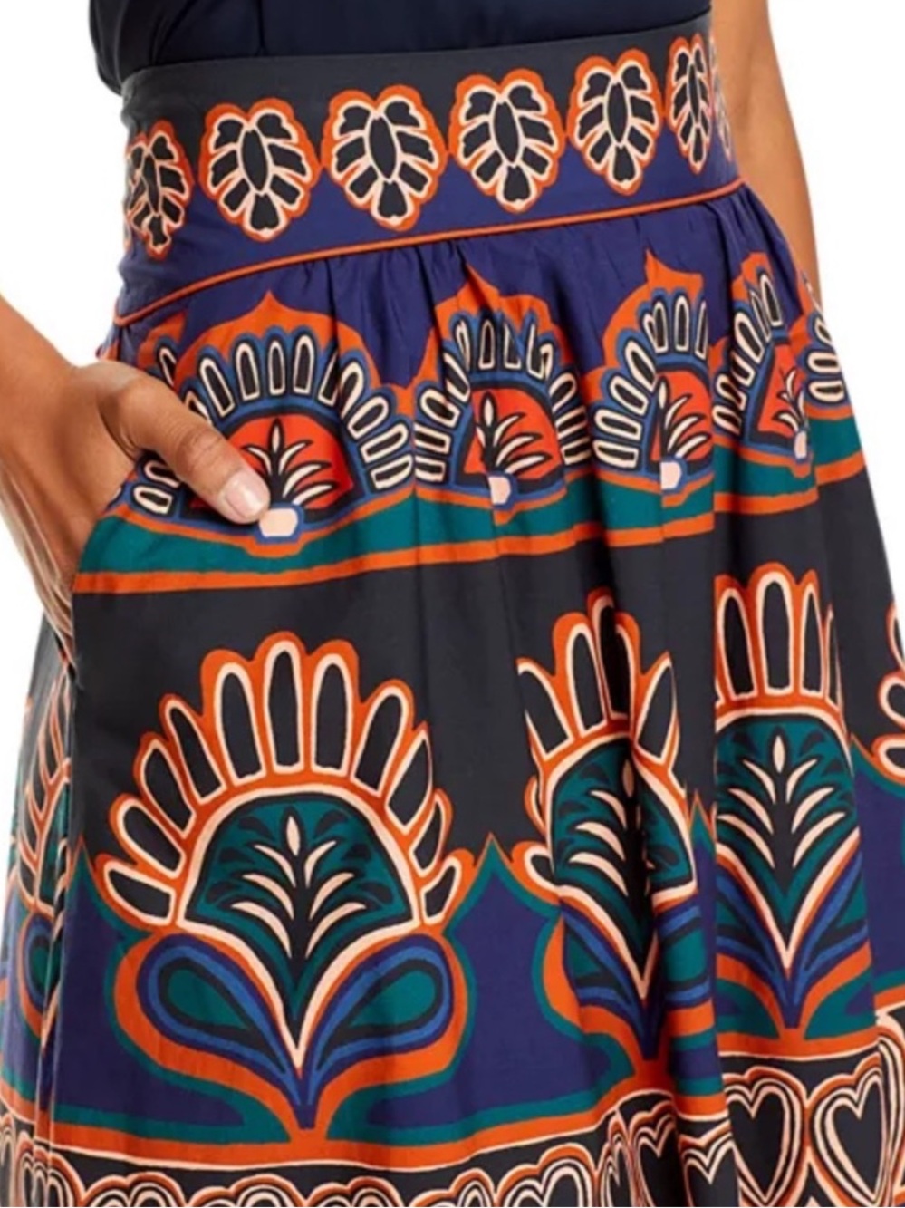Farm Rio Anika Tapestry Midi Skirt In Ainika Tapestry 100% Cotton Large - Picture 3 of 8
